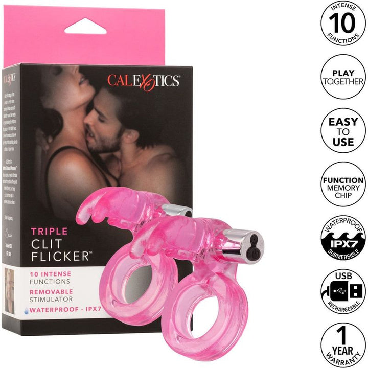 Anneau D'érection Vibrant - CalExotics - Triple Clit Flicker CalExotics Sensations plus