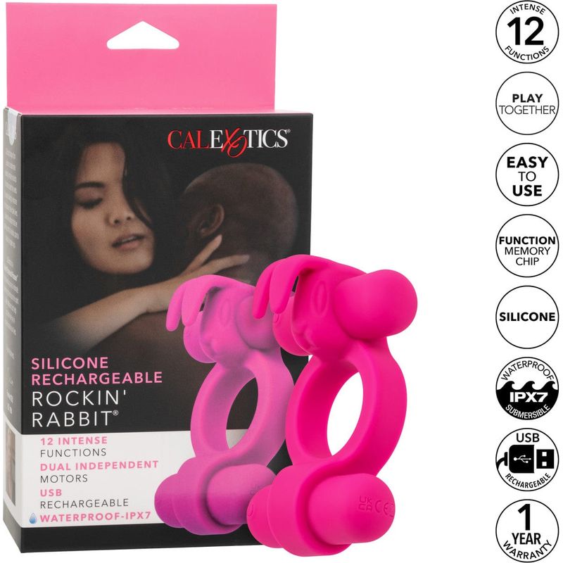 Anneaux d'érection vibrant - CalExotics - Silicone Rechargeable Rockin Rabbit CalExotics Sensations plus