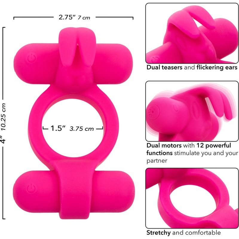 Anneaux d'érection vibrant - CalExotics - Silicone Rechargeable Rockin Rabbit CalExotics Sensations plus