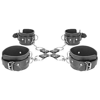 Attaches Spécialisées - Ouch! B&W - Bonded Leather Hogtie With Hand and Ankle Cuffs Shots America Sensations plus