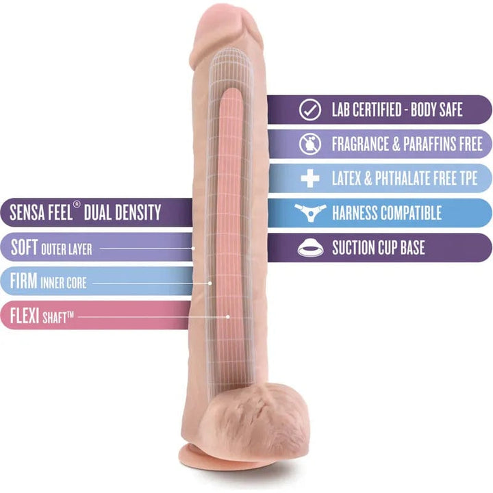 Dildo XXL - Blush Novelties - Au Naturel Daddy 14 Inch Sensa Feel Dual Density Dildo Blush Novelties Sensations plus