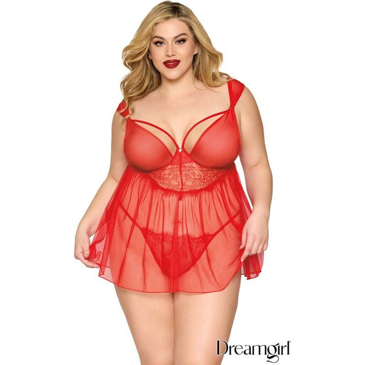 Lingerie Dreamgirl - Babydoll en dentelle frangée 13483 Dreamgirl Sensations plus