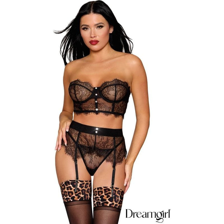 Lingerie Dreamgirl - Ensemble 3 pc en dentelle frangée 13482 Dreamgirl Sensations plus