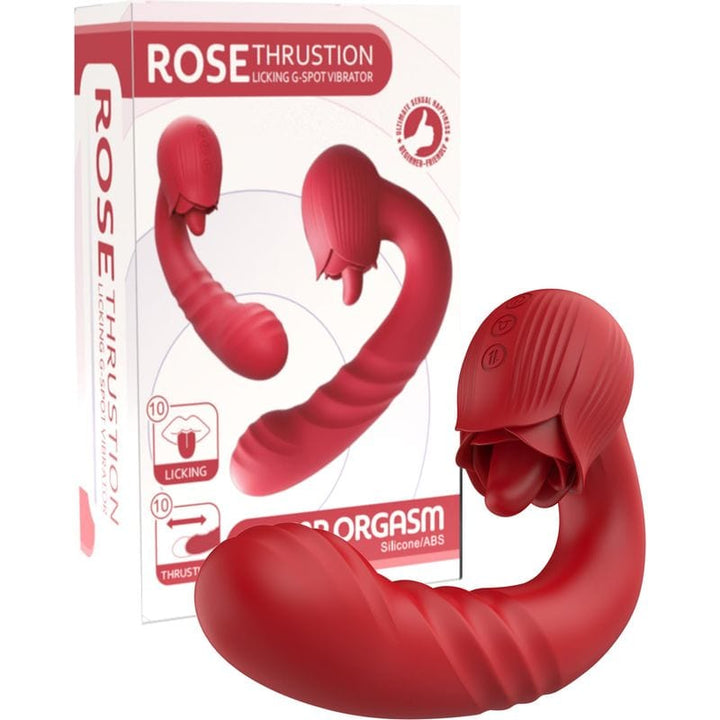 Vibrateur 2 en 1 à Mouvement - Secwell - Rose Thrusting Licking G Spot Vibrator Secwell Sensations plus